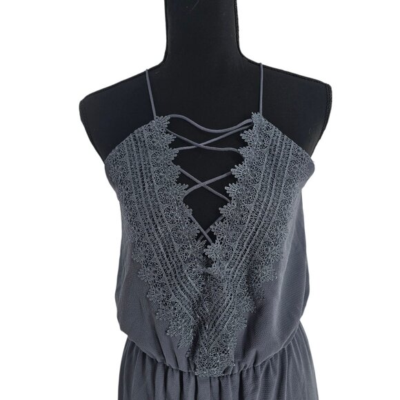 WAYF Posie Grey Grisaille Corset Slit Maxi Dress Size 8 - Picture 7 of 9